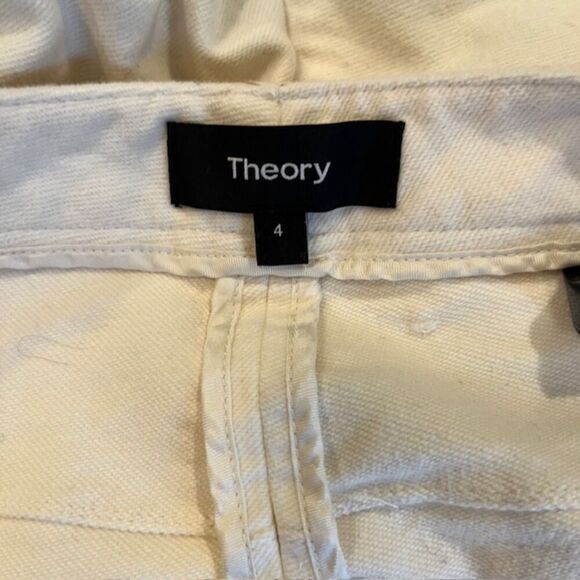 Theory Crop Pants Moleskin Twill Winter White Flare Leg Cotton Spandex Size 4 - Picture 10 of 14